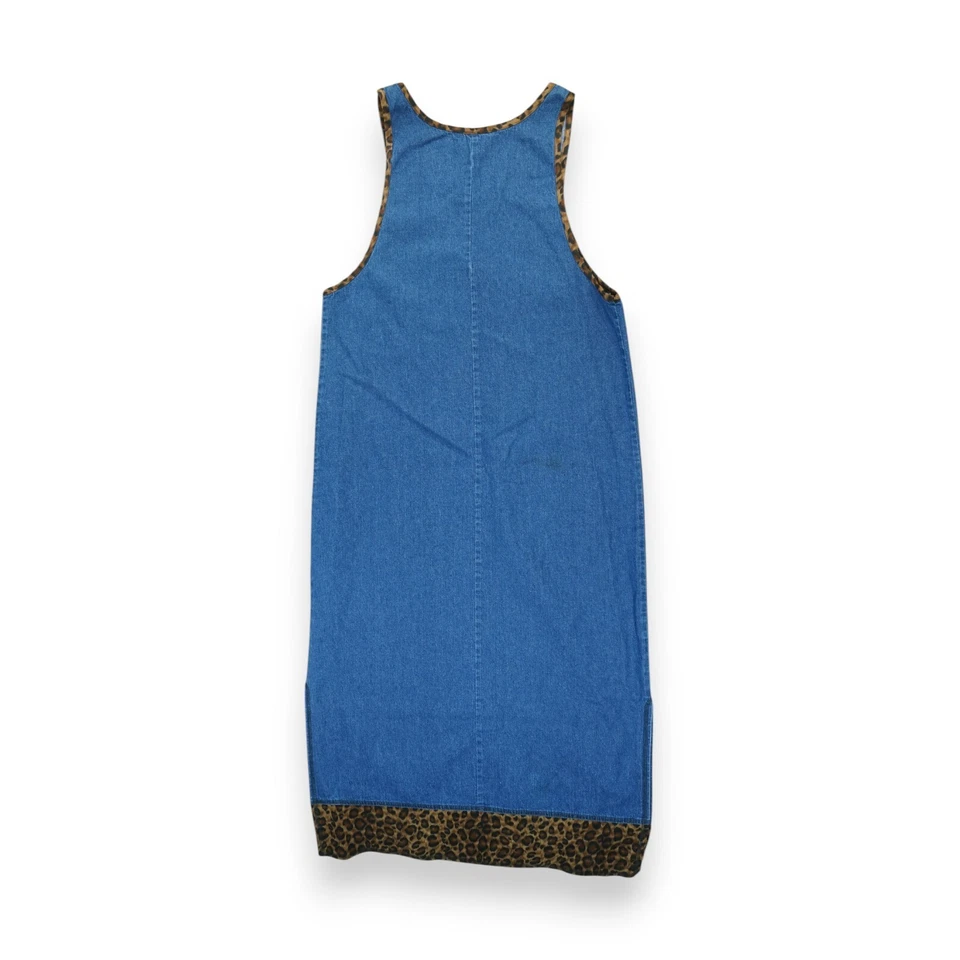 Vintage Nina Piccalino Denim Dress Womens Blue Jean Maxi Animal Print - Image 2 of 4