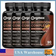 1-4 Bottles Mushroom Complex Supplement 10 Mushrooms Lions Mane Reishi 90 Pills
