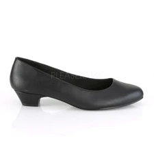 1" Black Leather Low Heels Mens Crossdresser Pumps Shoes in Womans size 13 14 15
