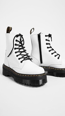 Dr. Martens AirWair Jadon White Leather Lace-Up Platform Boots Mens US 8 Dr Martens 8 Eyelet White Jadon Retro Quad Sole Boot  main image 3