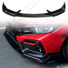 BLZ STYLE GLOSS BLACK LED FRONT BUMPER LIP FOR 17-21 HONDA CIVIC Si & HATCHBACK