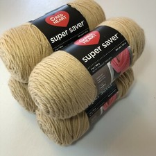 NEW Lot of 4 Red Heart Super Saver Yarn BEIGE Acrylic 7 oz / 364 yds ea NIP