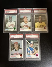 1973 Topps Baseball PSA Lot Of 5 All 9s Mint Evans,fosse,rivers,Wilcox,Colbert