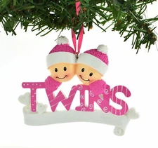 Twins Girls Personalized Christmas Tree Ornament