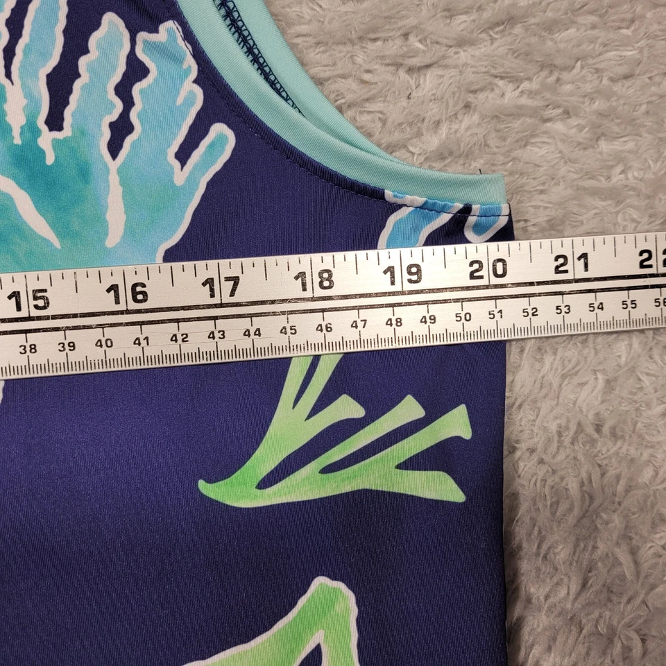 Camisa de golf Ana Clare Active para mujer grande azul estampado coral cuello en V sin mangas Foto 3 de 4