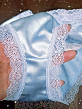 Baby Blue Silky Soft Glossy Stretch Satin Comfort Lace Sissy
