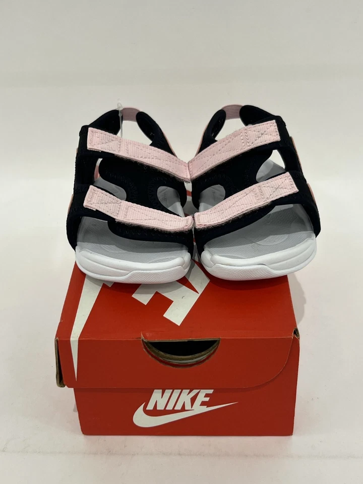 Sandalia Nike Sunray Adjust 6 para niños pequeños negra rosa correa elástica sin cordones talla 5C nueva en caja Foto 3 de 4