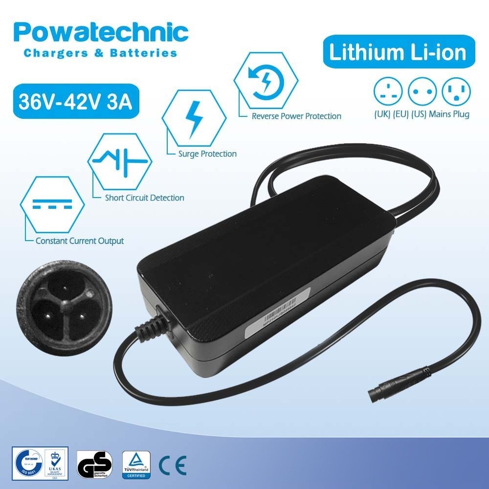 42V 3A IMP 3-Pin Charger for 36V Nakamura e-Crossover, e-Summit 950 ebike system