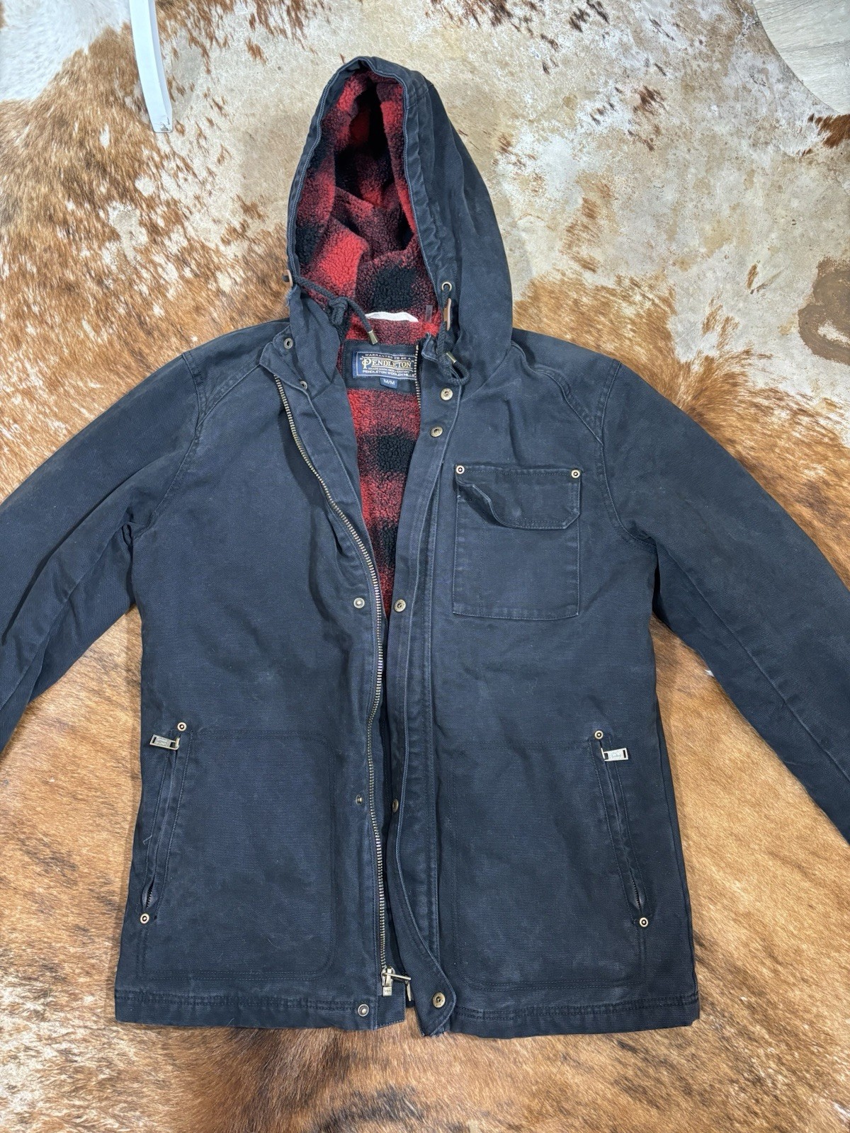 Pendleton Field Jacket Mens Medium Black Chore Co… - image 2