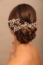 3pcs Wedding Gold Crystal Hair Pins Set Updo Rhinestone Crystal Rhinestone