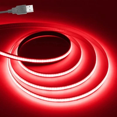 USB 5V COB LED Strip 3/5/8mm Tape Light Bedroom Kitchen Under Cabinet Home Decor - Image 1 of 4