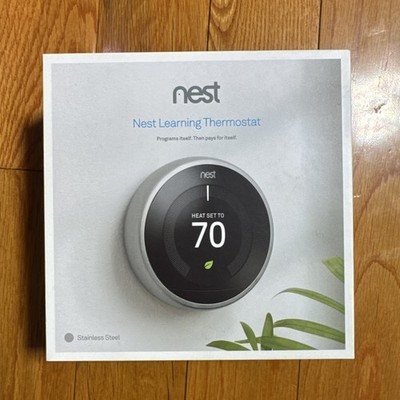 Google Nest 3rd Generation Learning Thermostat T3007ES Stainless Steel  