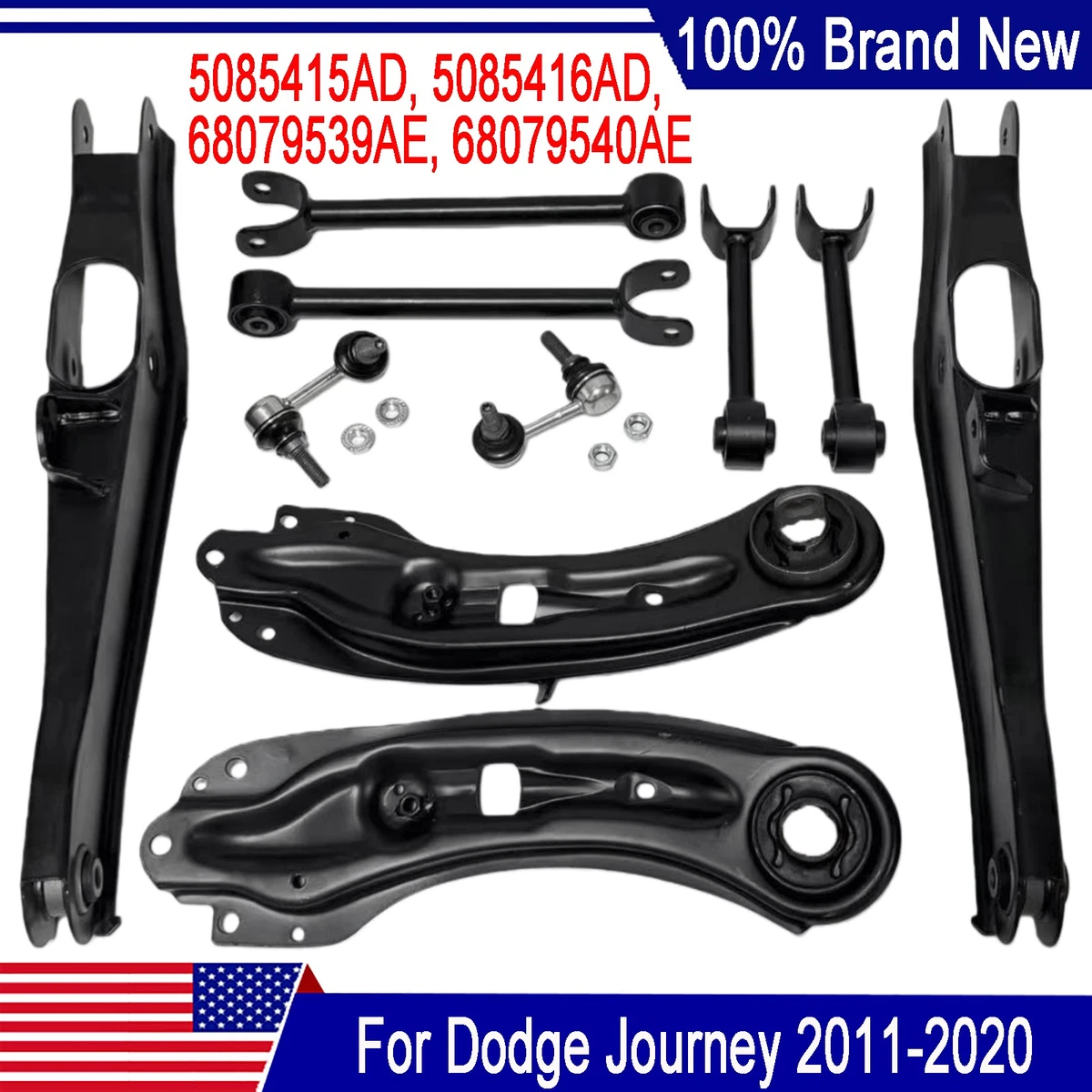 TRQ 6pc Suspension Kit Control Arms Ball Joints Sway Bar Links For Dodge Journey Psa70010
