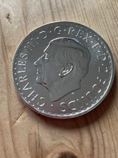 A 2023 U.K. £2 Silver King Charles Britannia 1 oz BU 0.999 in individual capsule