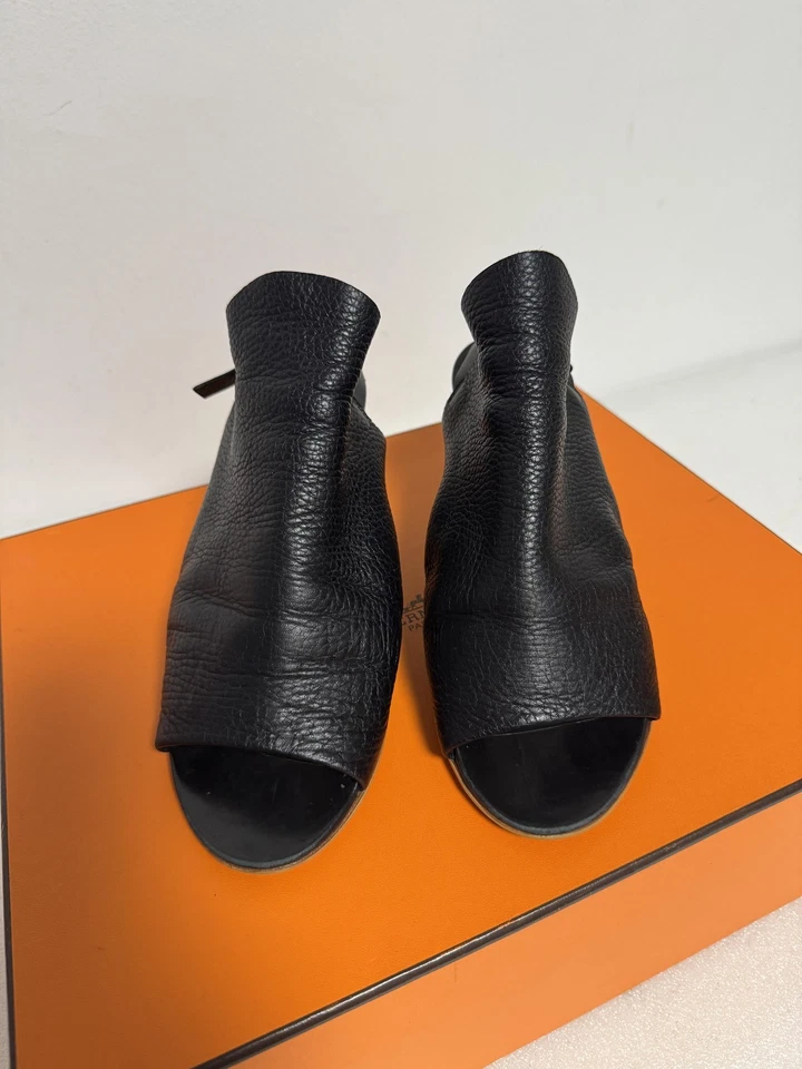 Sandalias Balenciaga Zapatos Mujer Talla 36 Cuero Negro Punta abierta Tacones con cordones Foto 3 de 4