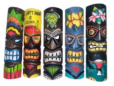 SET OF 5 20" TIKI MASK HAWAIIAN WALL ART ISLAND HOME DECOR BAR TROPICAL