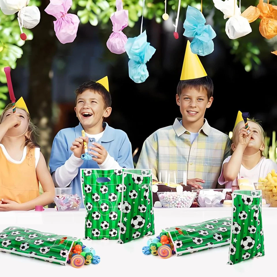 40 PIEZAS Bolsas de regalos de fútbol, bolsas de plástico para fiestas de cumpleaños para fútbol deporte Foto 2 de 4