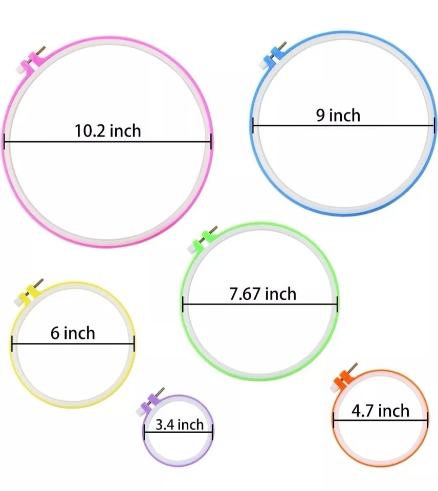 Plastic Embroidery 6 Rings Hoops + Tools For Cross Stitch / Tapestry Frame - Image 3 of 4