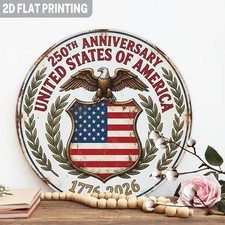 250th Anniversary Seal Vintage Aluminum Sign 8 Inch Round Funny Decor