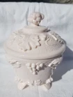 Vintage Jeannette Glass * Covered Candy Dish * Grapes & Leaves * 5 3/4" * C0613