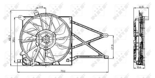 FAN RADIATOR 47015 FOR OPEL X12/Z12XE 1.2L X16SZR/16XEL C16SEL Z16XE 1.6L 4cyl - Picture 3 of 7