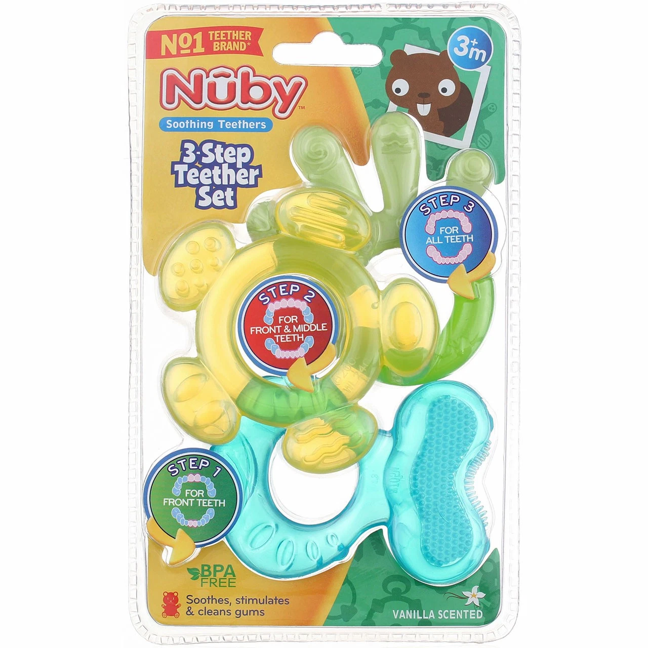 4 Pack Nuby 3 Stage Teether Set, 3m+, 3 Ct