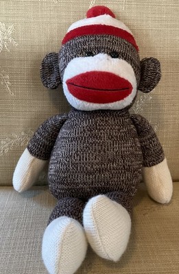 RARE Ganz Webkinz Knit Sock Monkey Plush Toy HM747 12'' No Code, 2014, Excellent