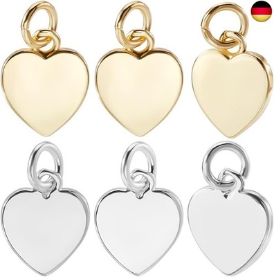 Beebeecraft 1 Box 20 Stück Liebesherz Anhänger 18 Karat Gold Und 925 Sterling S