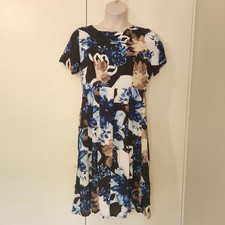 EUROEDIT Ladies Size 12 / 40 Blue Floral Fit & Flare Dress Evening Gown NWT