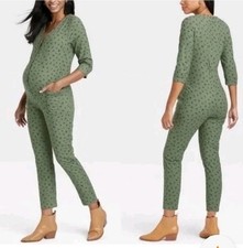 The Nines by HATCH Maternity 3/4 Sleeve Jumpsuit Floral Green Cotton Size Small