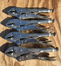 Lot of (4) Vintage Petersen DeWitt Vise Grip 7WR Locking Pliers USA
