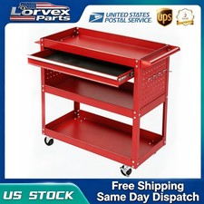 3 Tier Rolling Tool Cart With Pegboard Drawer 4 Hooks 330lbs Black Red 3 Tier Rolling Tool Cart With Pegboard Drawer 4 Hooks 330lbs Black Red