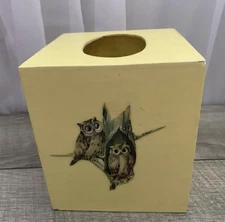 Vintage Annie Laurie 3D Owls Tissue Box Cover Palm Beach
