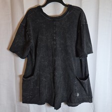 Free People FP Movement Romper Size Small Hot Shot Tee Washed Black Oversized