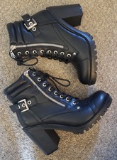 Guess boots GG Jaydyn 2 goth punk zipper blac...