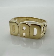 Solid 9ct Yellow Gold Dad Ring Size T New UK 375 Hallmarked
