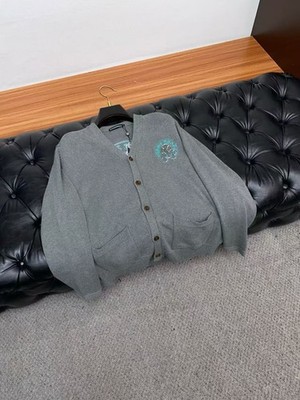  Chrome Hearts V-Neck Wool Knit Cardigan Long Sleeve Sweater Gray Free Shipping