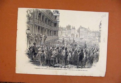 Original alter antiker Druck um 1860 Proklamation Hotel De Ville Paris London News