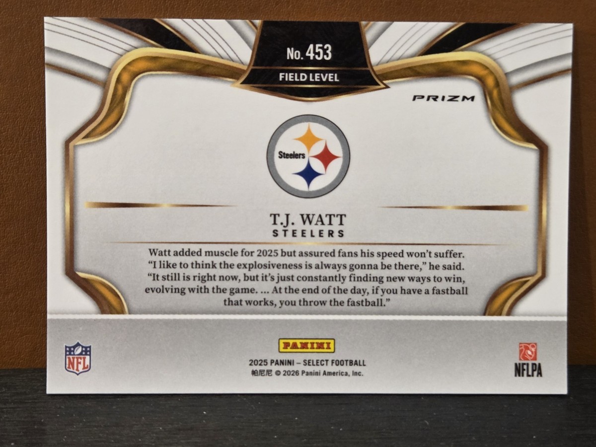 2025 Panini Select - Field Level T.J. Watt #453 Zebra Prizm for
