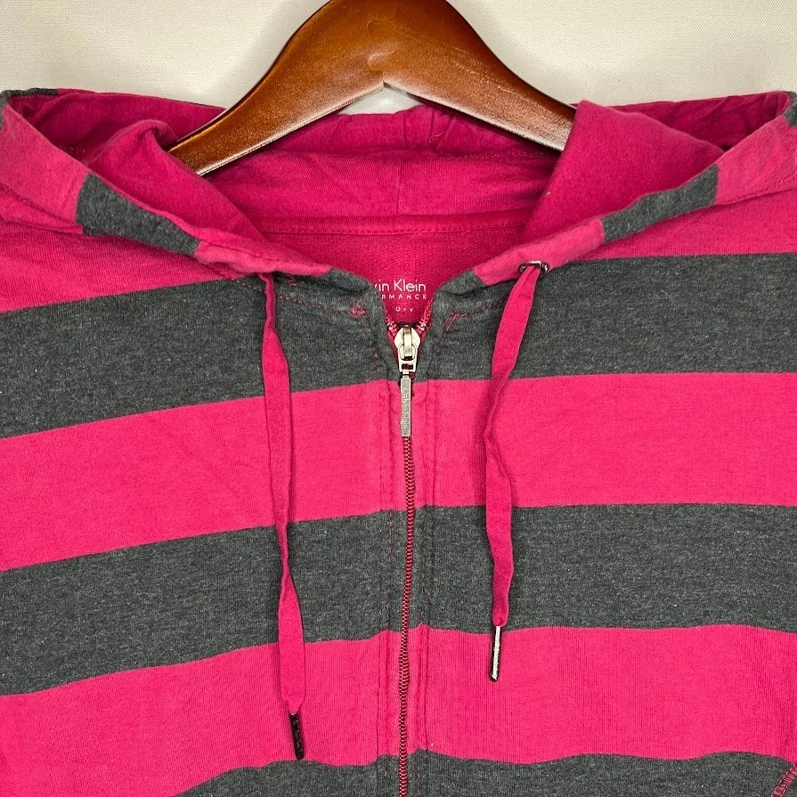 Calvin Klein Performance Zip Hoodie Pink Gray Striped Women’s M - Image 4 of 4