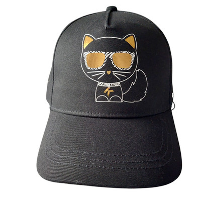 Karl Lagerfeld Kinder schwarz Baseball Cap Choupette Gold Folie Mütze Neu mit Etikett UVP £45