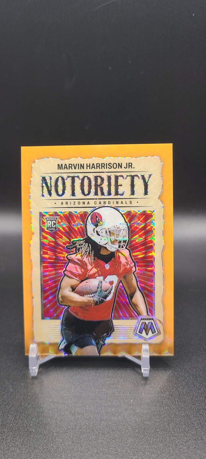 2024 Panini Mosaic Notoriety Marvin Harrison Jr #22 Orange Fluorescent Prizm /25