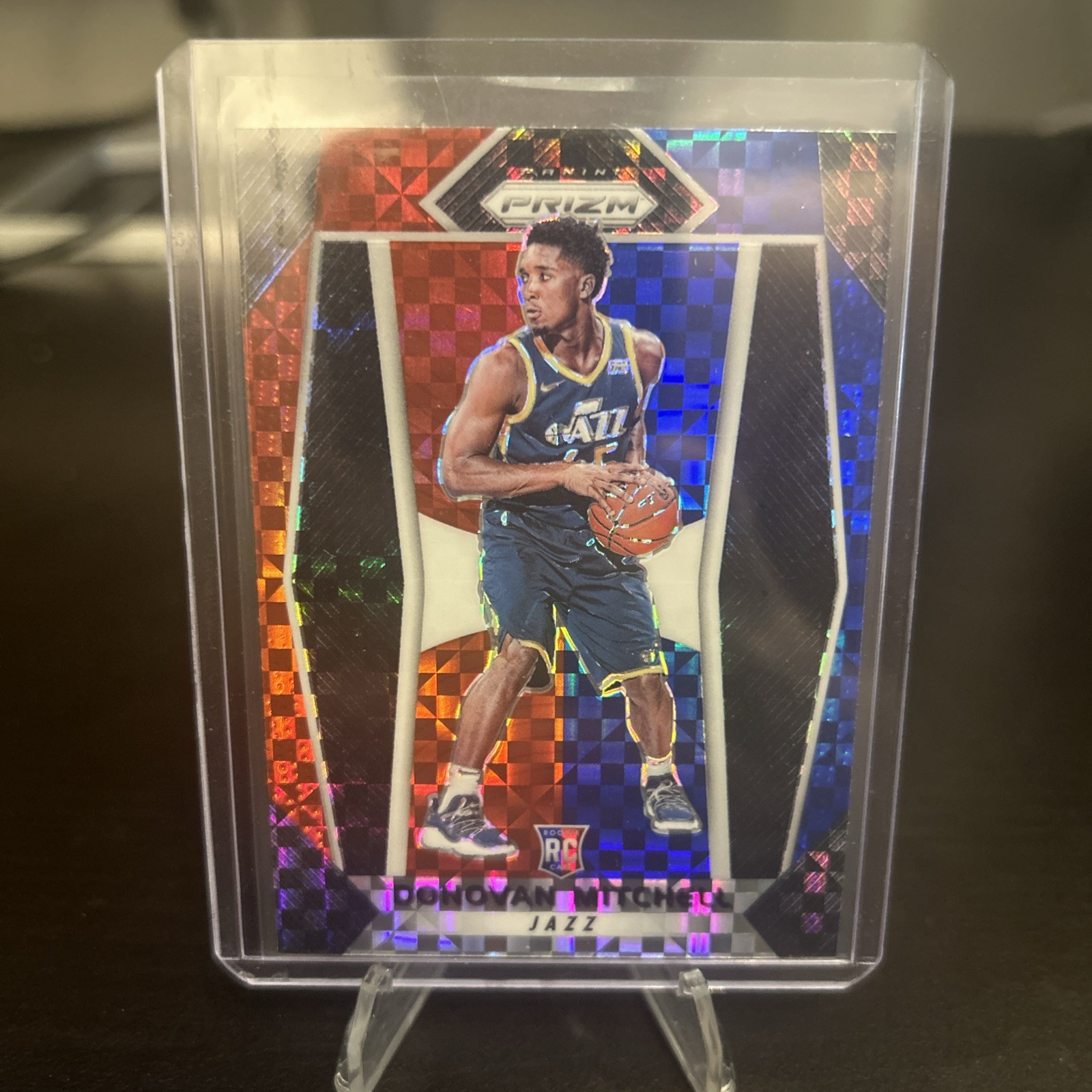 2017-18 Panini Prizm Prizms Red White and Blue #117 Donovan Mitchell RC