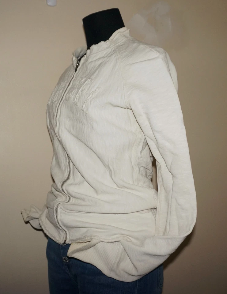 Sudadera De Colección Para Mujer DIESEL Marfil Algodón Envejecido Cremallera L FUNCIONA PEQUEÑA Foto 4 de 4