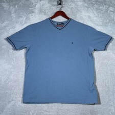 Polo Ralph Lauren Shirt Mens XL Blue V-Neck Short Sleeve Embroidered Pony Mesh