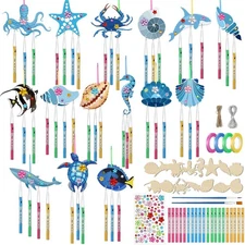 128 Pcs Summer Ocean Wind Chime Making Kit Make Your Own Sea Animal... Fast Ship