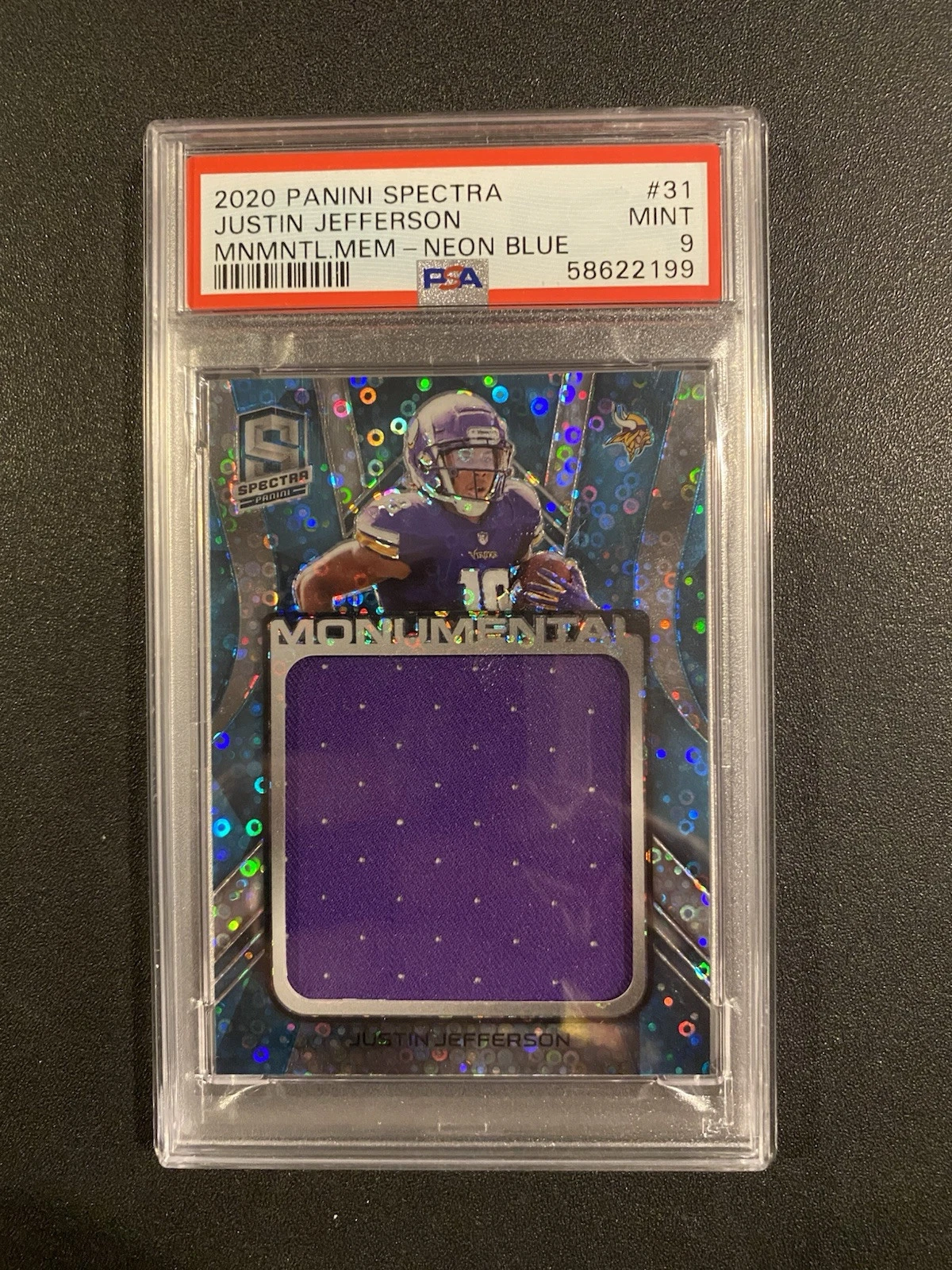 Justin Jefferson Panini Spectra Monumental Memorabilia #31 Neon Blue