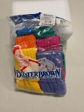 NIP 6 Pairs Vintage Multicolor Buster Brown Bright Knit Socks Kids Size 9-11