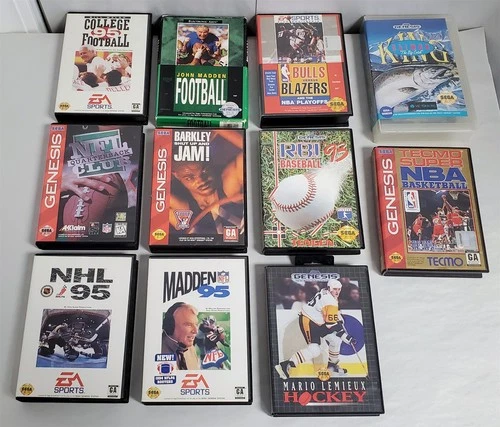 R-558 VTG ASSORTMENT OF SEGA GENESIS GAMES-MADDEN 95, NHL 95, RBI BASEBALL 93 +!