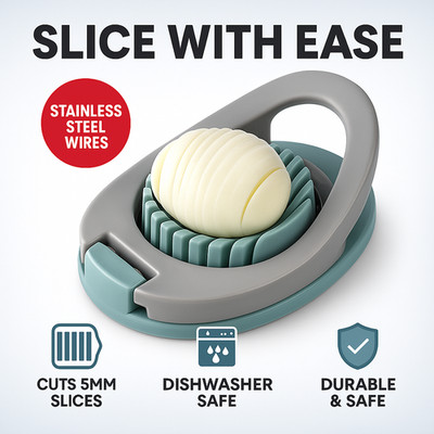 Egg Slicer for Hard Boiled Eggs Stainless Steel Wire Cutter Kitchen Tool Green